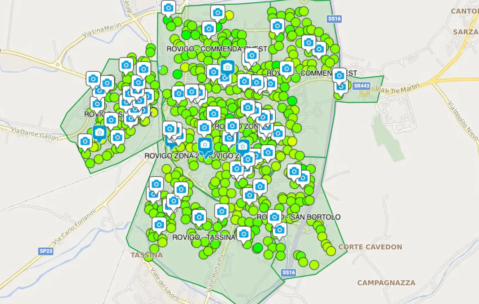 Mappa GPS geolocalizzazione distribuzione volantini – Rovigo